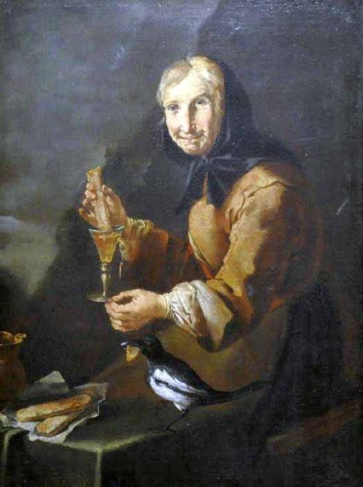 Giacomo Francesco Cipper Old woman with a glass and a magpie oil painting image
